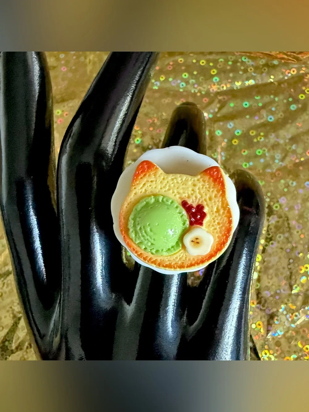 Kawaii Cat Matcha Pancake Ring – Japanese Dessert Miniature Food